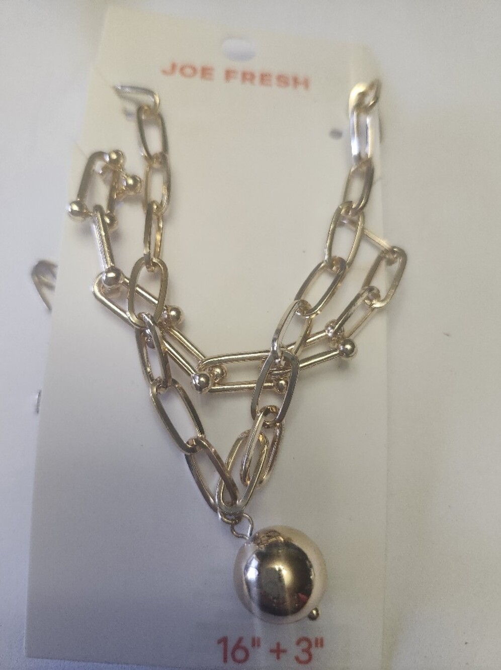 Joe Fresh Gold-Tone Double Paperclip Necklace with Ball Accents